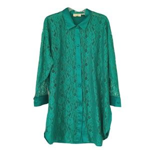 Victoria's Secret Vintage Satin Lace Tunic Shirt Size Large‎
